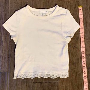 White Topshop cropped shirt with lace